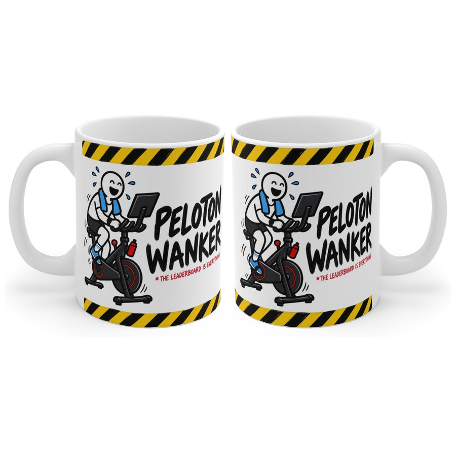 Peloton Wanker mug, handle right