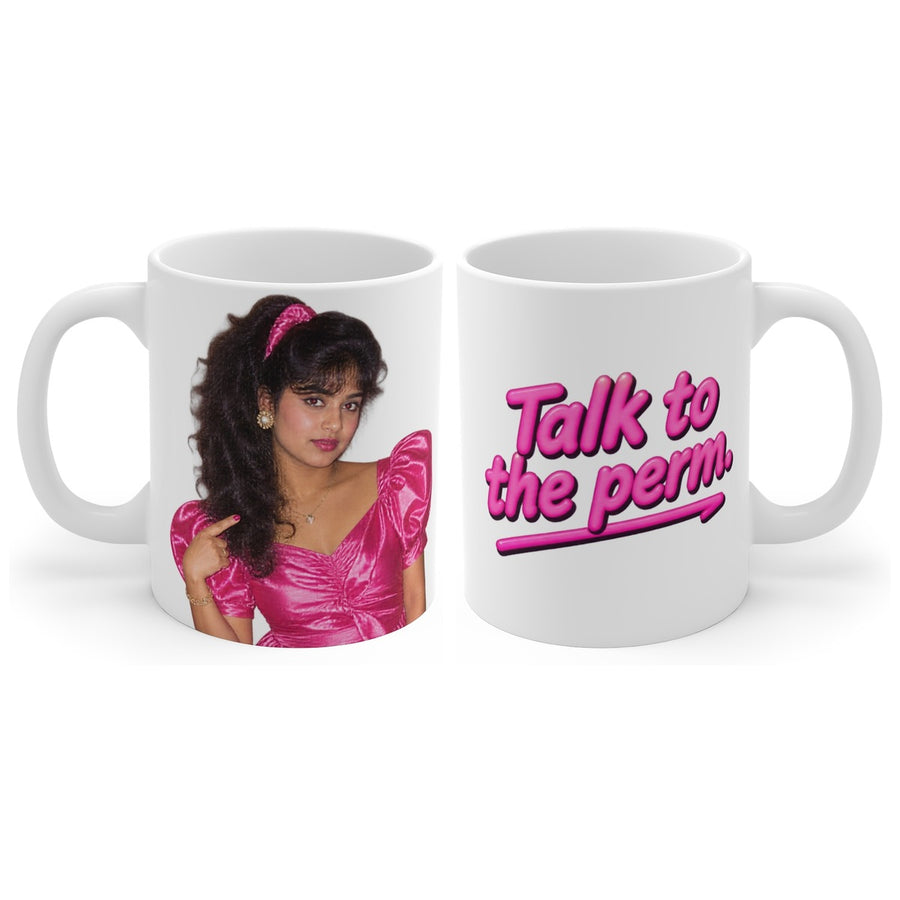 Talk to the perm. mug, handle right