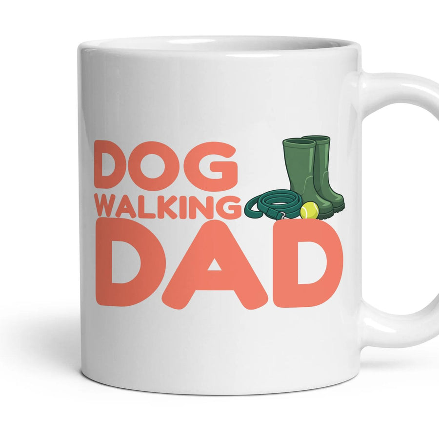 Dog Walking Dad mug, 11oz white ceramic, handle right