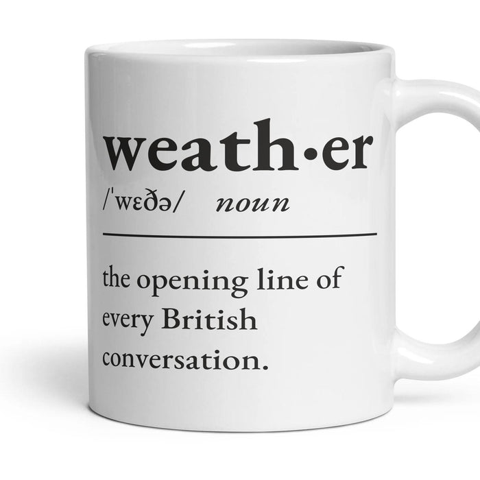 Weather mug, 11oz white ceramic, handle right