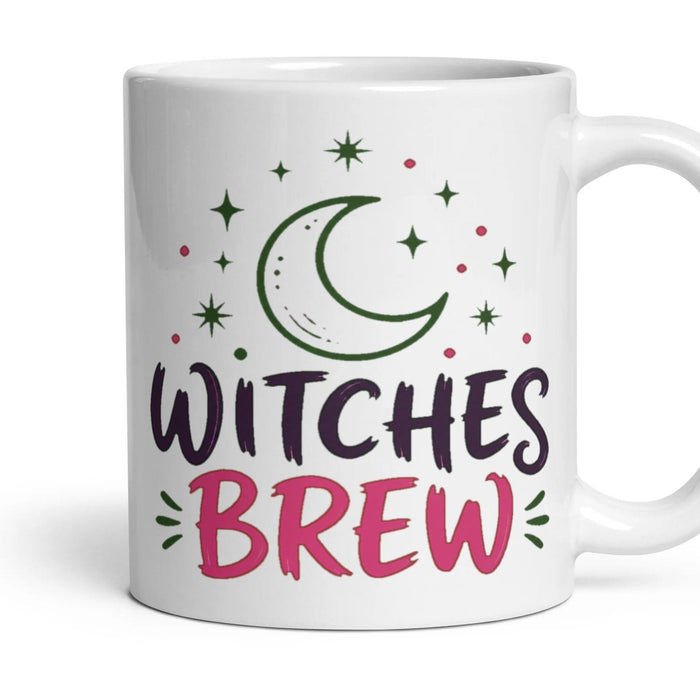 WITCHES BREW mug, 11oz white ceramic, handle right