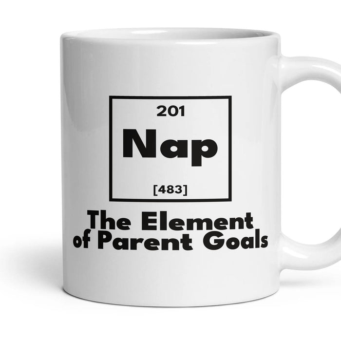 Nap The Element of Parent Goals mug, 11oz white ceramic, handle right