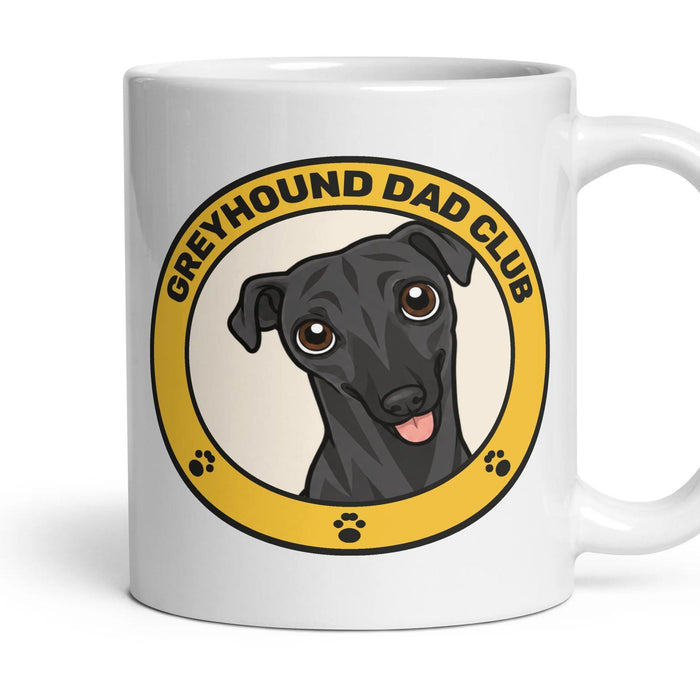 Greyhound Dad Club mug, 11oz white ceramic, Black, handle right