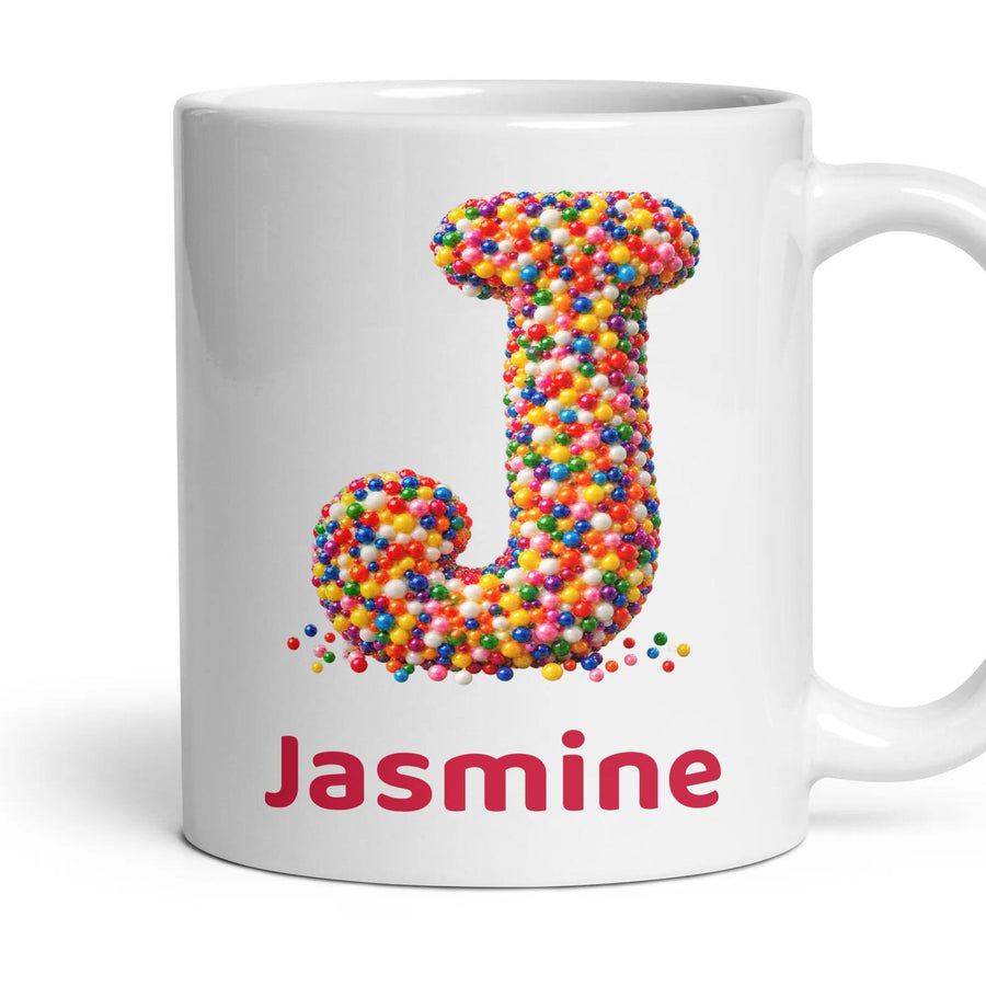 Personalised Sprinkles Monogram Mug mug, 11oz white ceramic, handle right