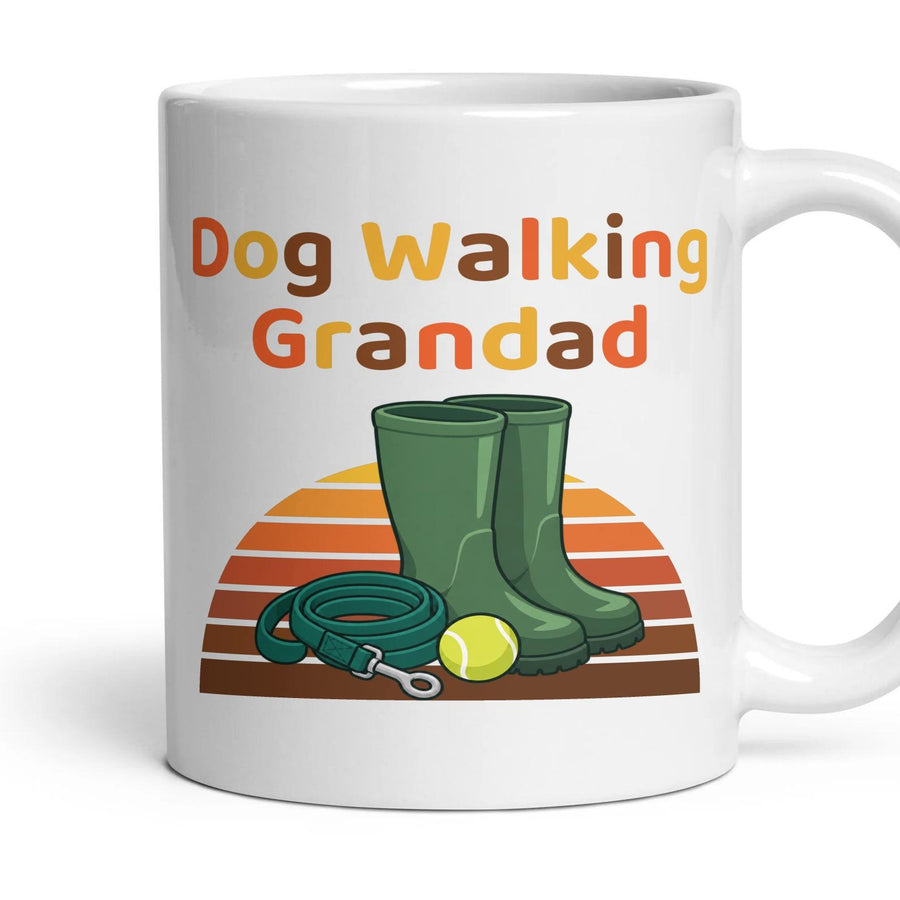 Dog Walking Grandad mug, 11oz white ceramic, handle right
