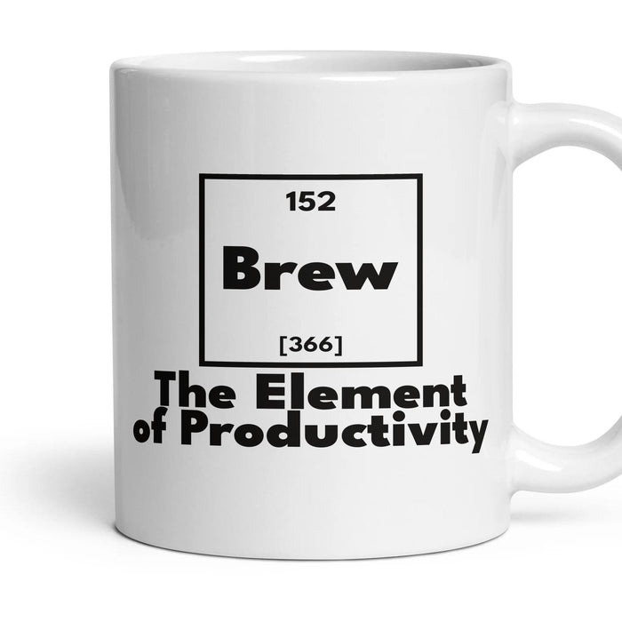 Brew The Element of Productivity mug, 11oz white ceramic, handle right