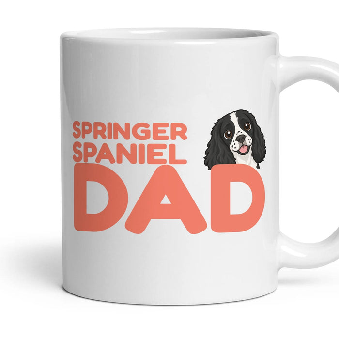 Springer Spaniel Dad mug, 11oz white ceramic, Black & White, handle right