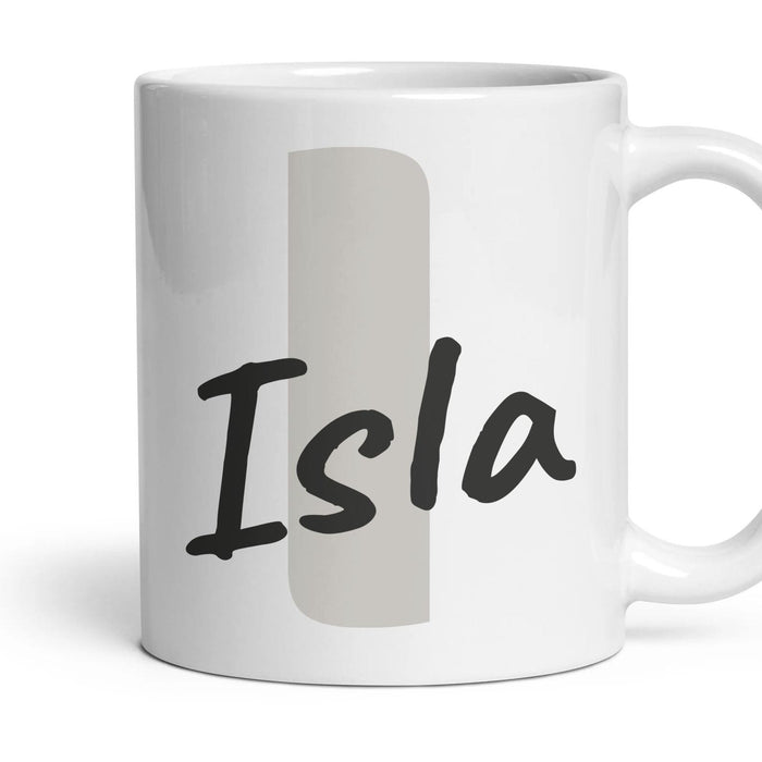 Personalised Initial Mug — Soft Grey (L5S2) mug, 11oz white ceramic, Soft Grey, handle right