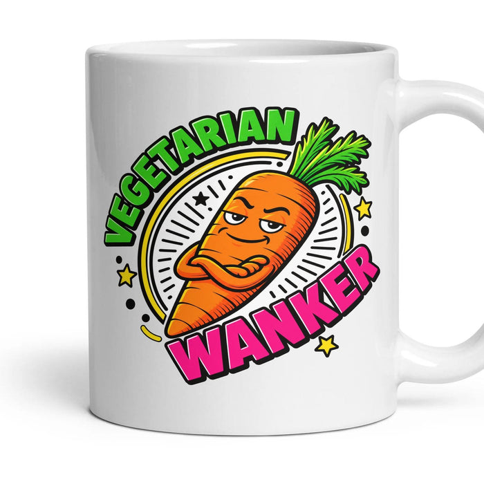 VEGETARIAN WANKER mug, 11oz white ceramic, handle right