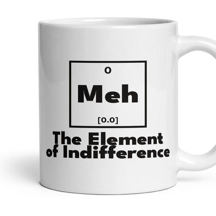 Meh The Element of Indifference mug, 11oz white ceramic, handle right