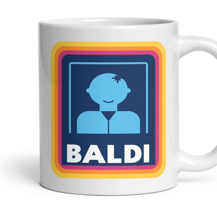 BALDI mug, 11oz white ceramic, handle right