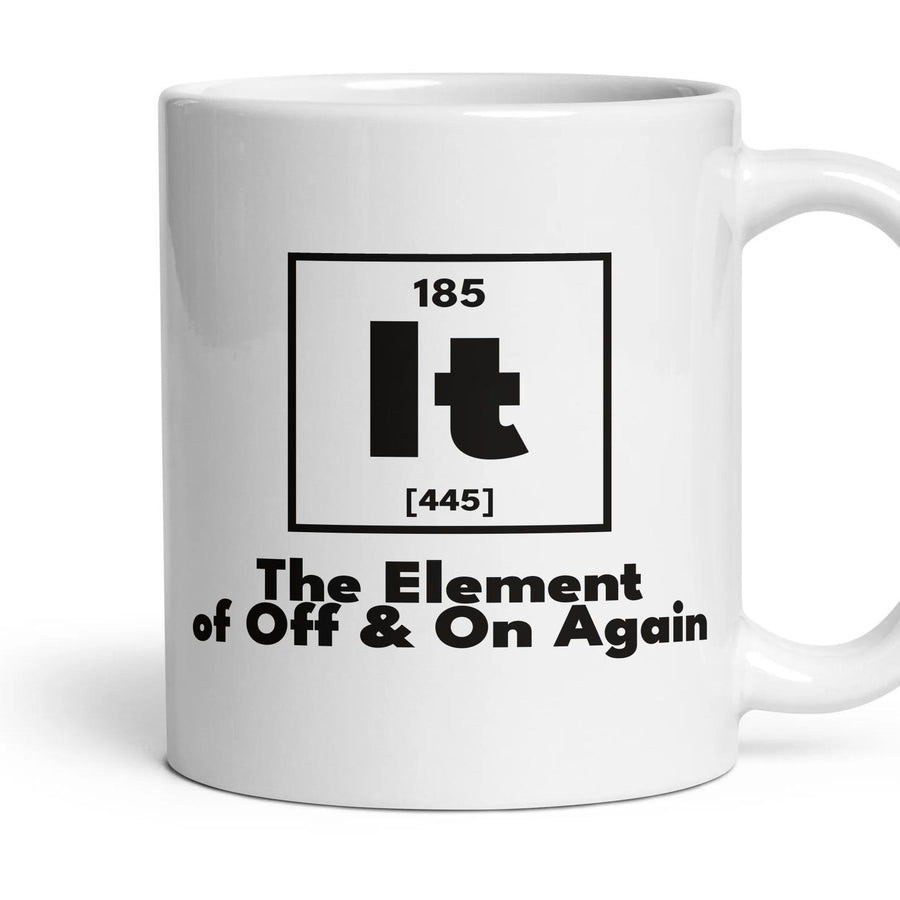 It The Element of Off & On Again mug, 11oz white ceramic, handle right