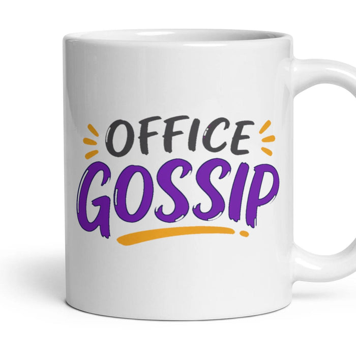 OFFICE GOSSIP mug, 11oz white ceramic, handle right