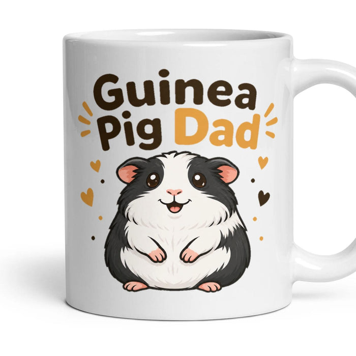 Guinea Pig Dad mug, 11oz white ceramic, Black & White, handle right
