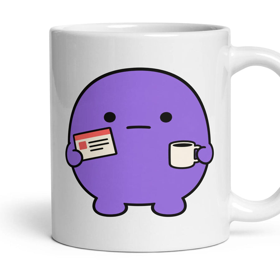 Parcel Delivery mug, 11oz white ceramic, handle right