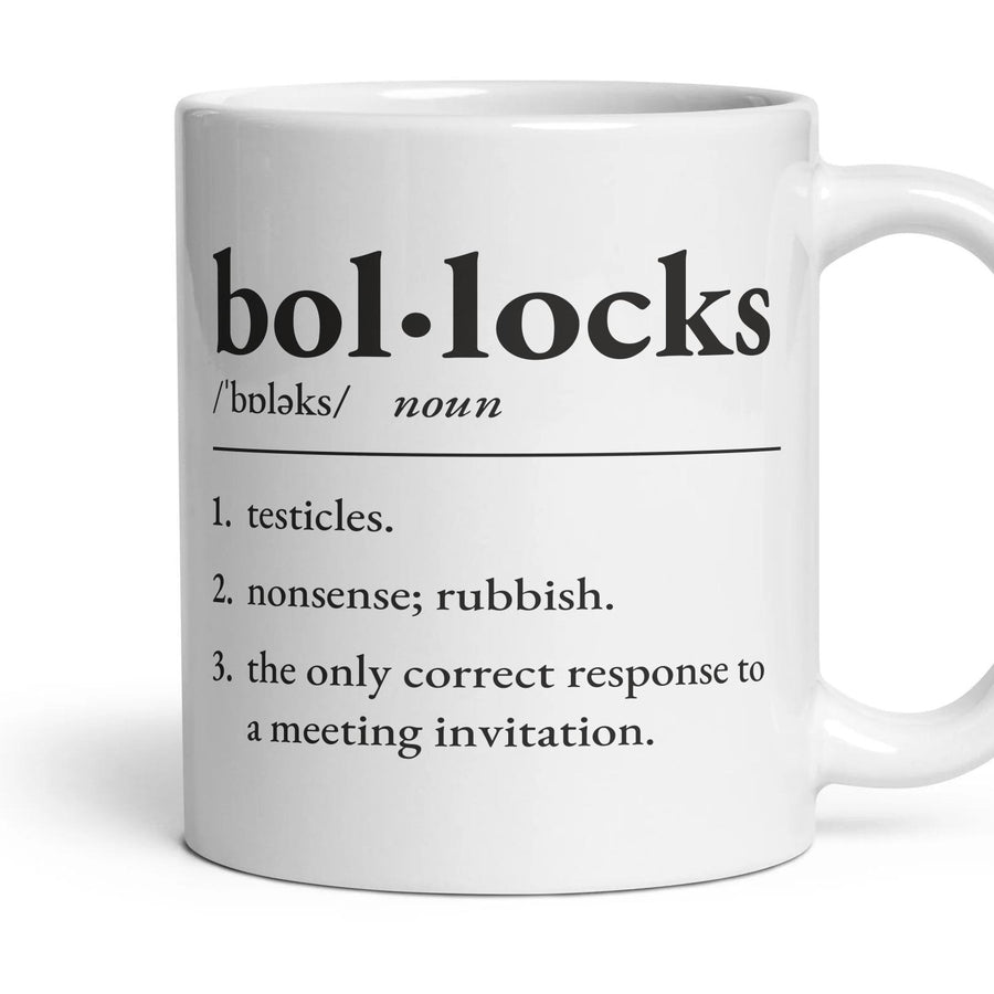Bollocks, noun — Definition Mug mug, 11oz white ceramic, handle right