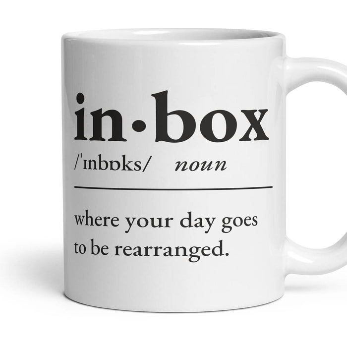 Inbox, noun — Definition Mug mug, 11oz white ceramic, handle right
