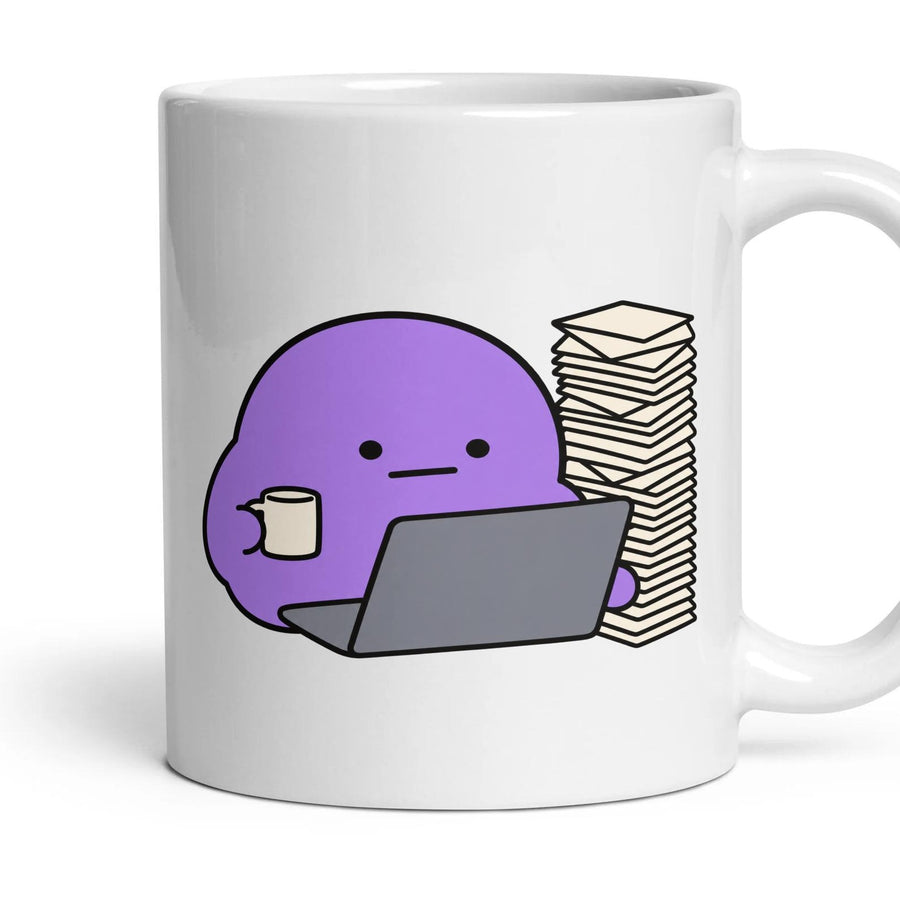 Inbox Zero mug, 11oz white ceramic, handle right