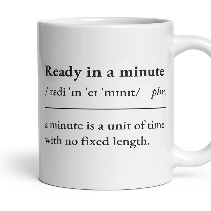 Ready in a minute mug, 11oz white ceramic, handle right