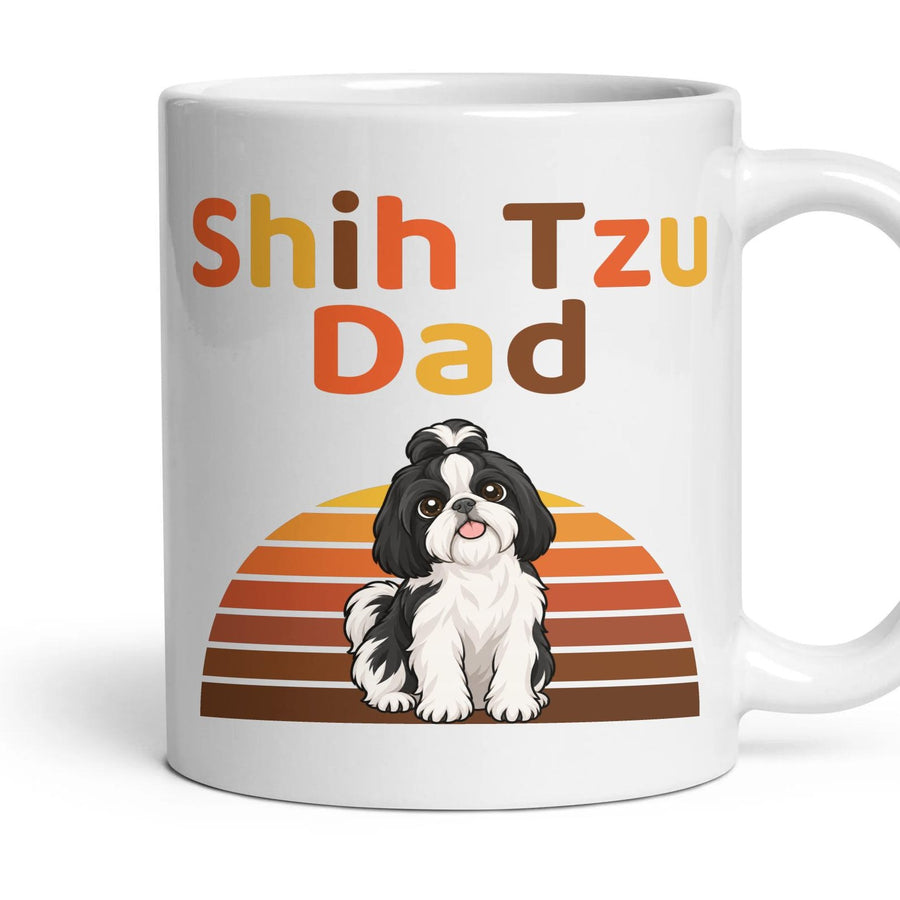 Shih Tzu Dad mug, 11oz white ceramic, Black & White, handle right