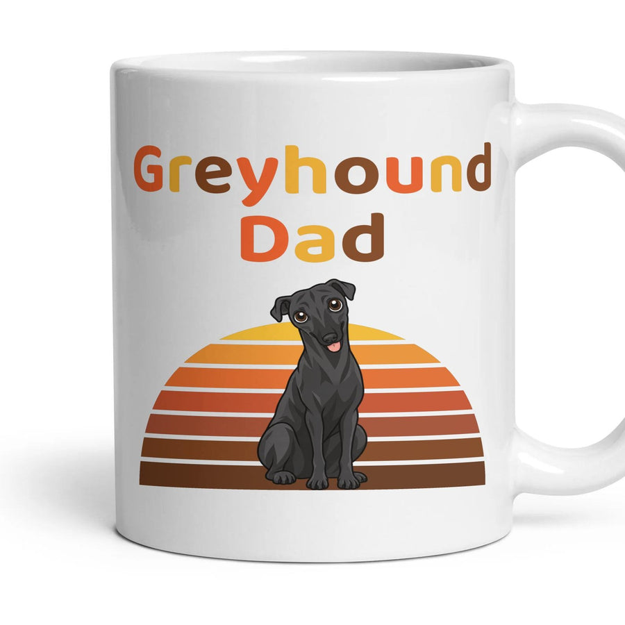 Greyhound Dad mug, 11oz white ceramic, Black, handle right