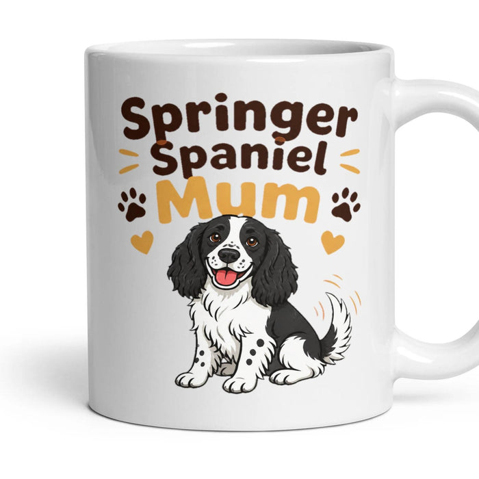 Springer Spaniel Mum mug, 11oz white ceramic, handle right