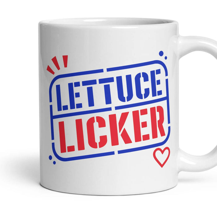 LETTUCE LICKER mug, 11oz white ceramic, handle right