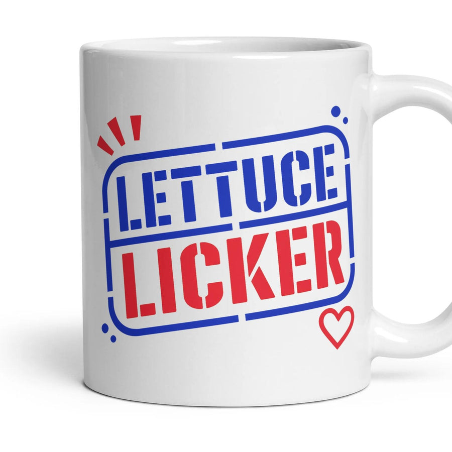 LETTUCE LICKER mug, 11oz white ceramic, handle right
