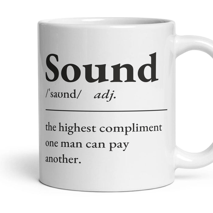 Sound mug, 11oz white ceramic, handle right