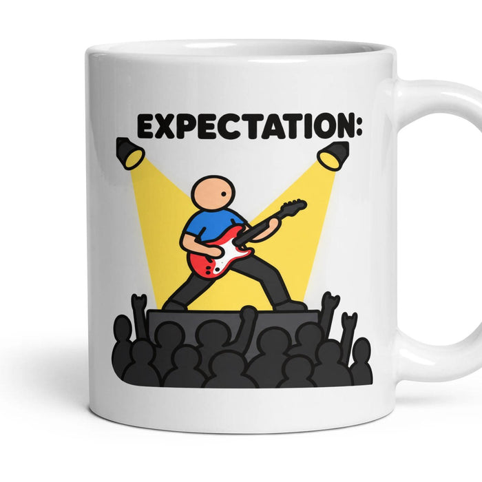 Learning Guitar mug, 11oz white ceramic, handle right