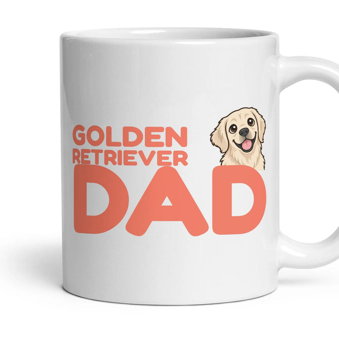 Golden Retriever Dad mug, 11oz white ceramic, Cream, handle right