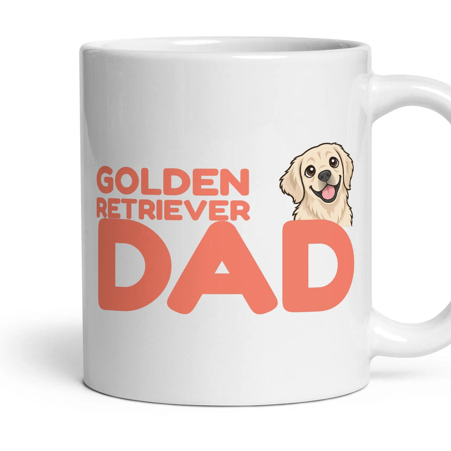 Golden Retriever Dad mug, 11oz white ceramic, Cream, handle right