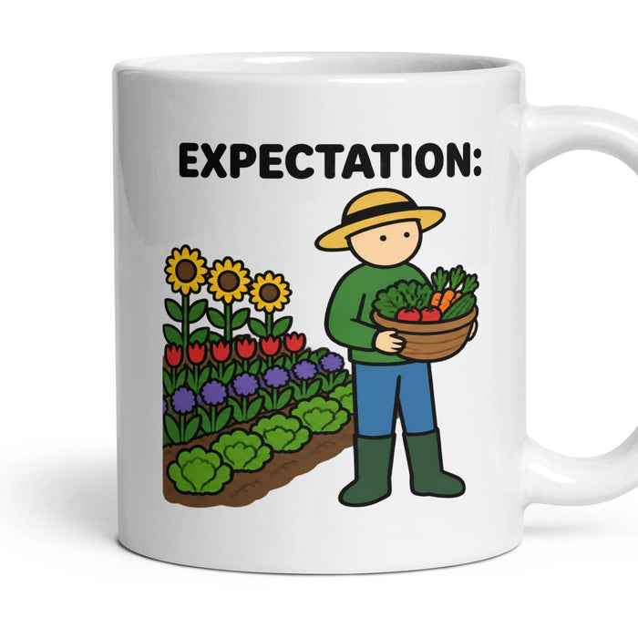 The Garden mug, 11oz white ceramic, handle right