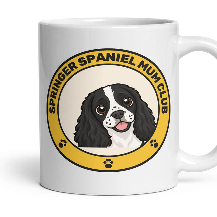 Springer Spaniel Mum Club mug, 11oz white ceramic, Black & White, handle right