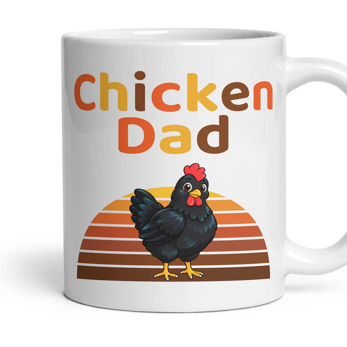 Chicken Dad mug, 11oz white ceramic, Black, handle right