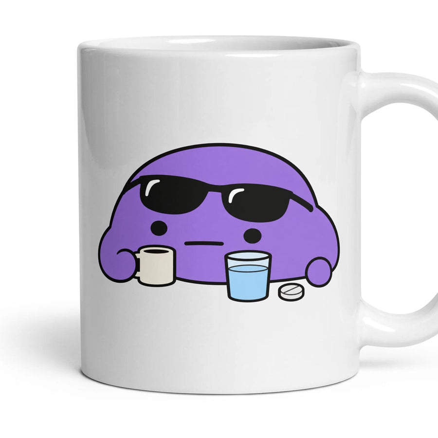 Hangover mug, 11oz white ceramic, handle right