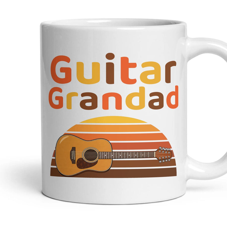 Guitar Grandad mug, 11oz white ceramic, Acoustic, handle right