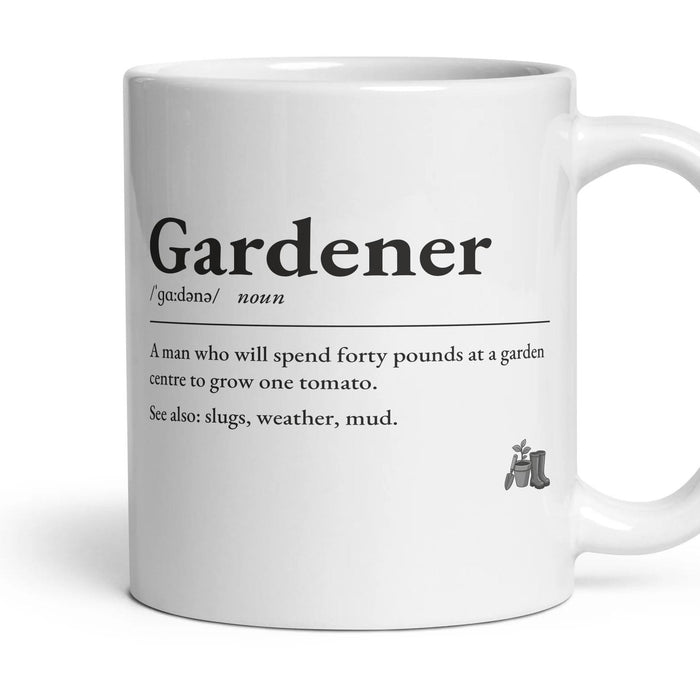 Gardening Grandad mug, 11oz white ceramic, handle right