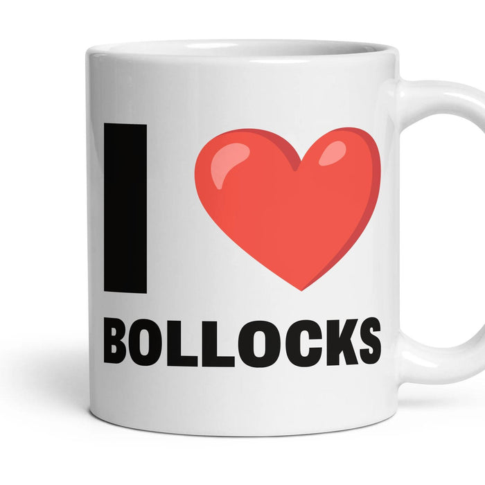 I LOVE BOLLOCKS mug, 11oz white ceramic, handle right