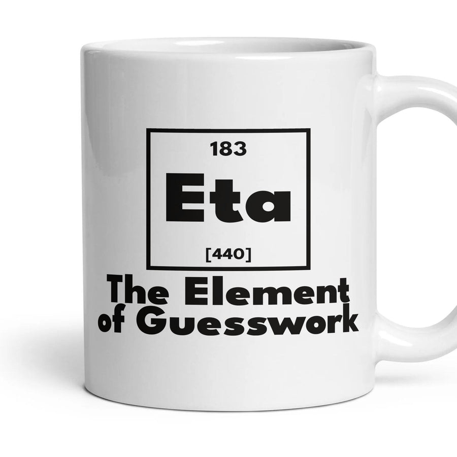 Eta The Element of Guesswork mug, 11oz white ceramic, handle right