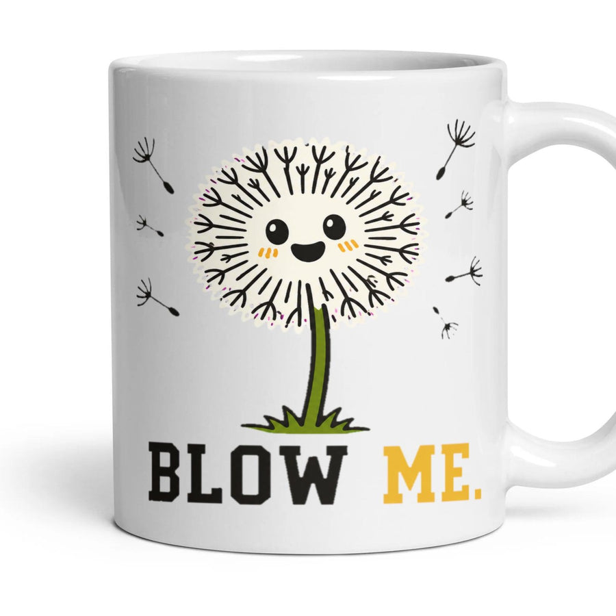 blow me. mug, 11oz white ceramic, handle right
