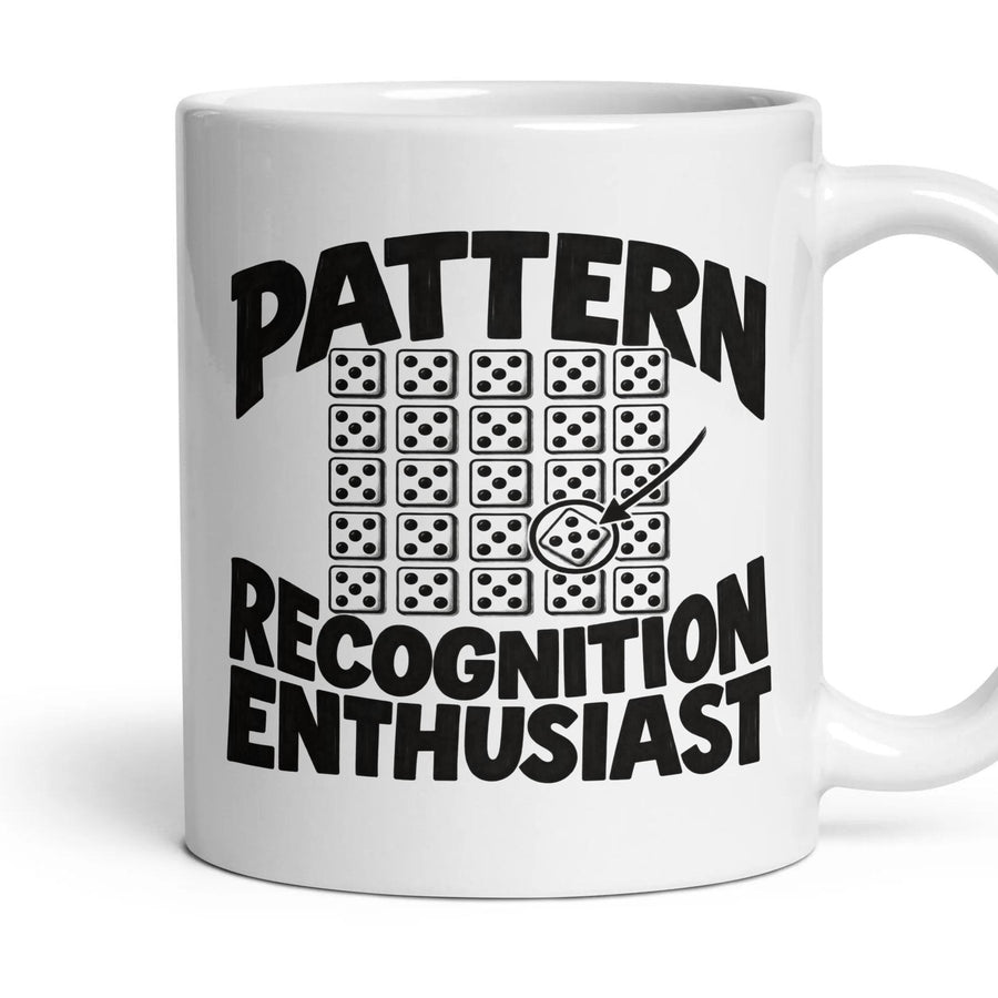PATTERN RECOGNITION ENTHUSIAST mug, 11oz white ceramic, handle right