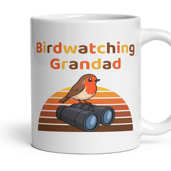 Birdwatching Grandad mug, 11oz white ceramic, handle right