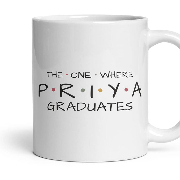The One Where … Graduates — Personalised Mug mug, 11oz white ceramic, handle right