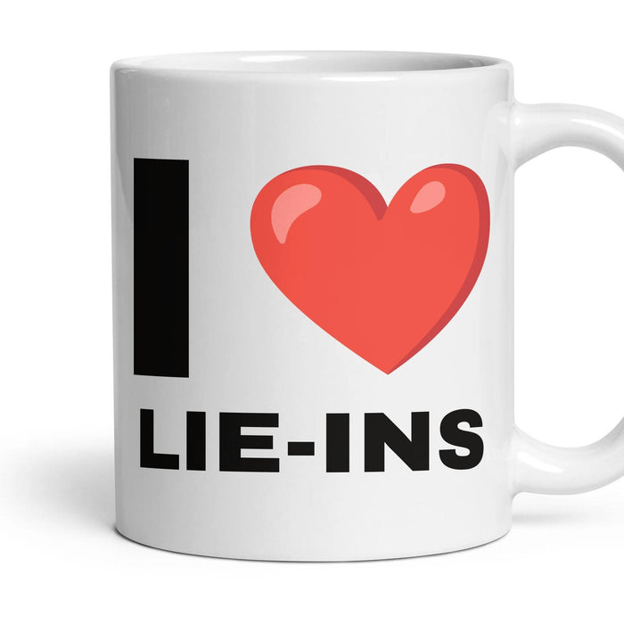 I LOVE LIE-INS mug, 11oz white ceramic, handle right