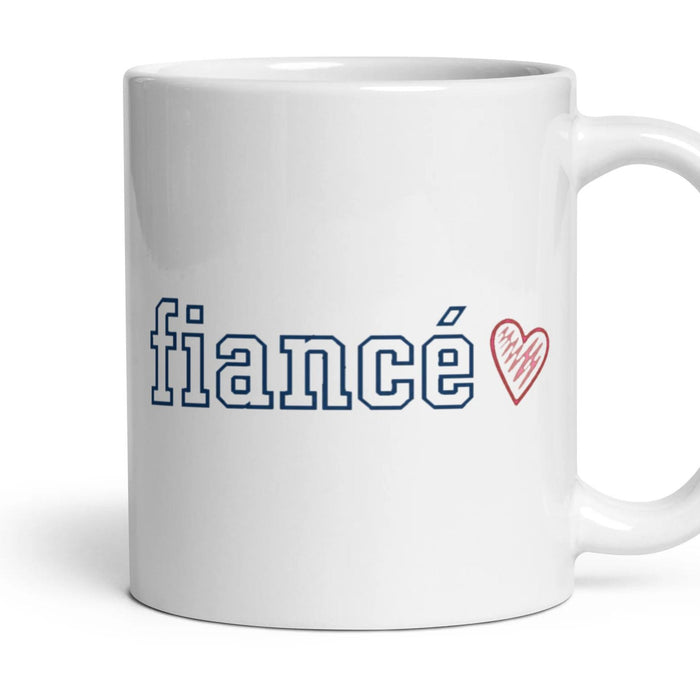 fiancé mug, 11oz white ceramic, handle right