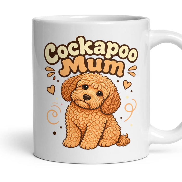 Cockapoo Mum mug, 11oz white ceramic, handle right