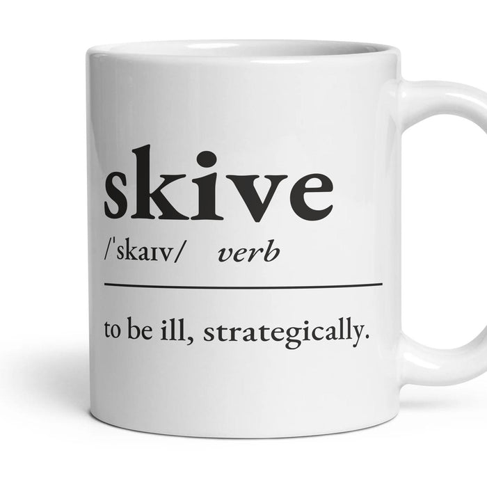 Skive mug, 11oz white ceramic, handle right