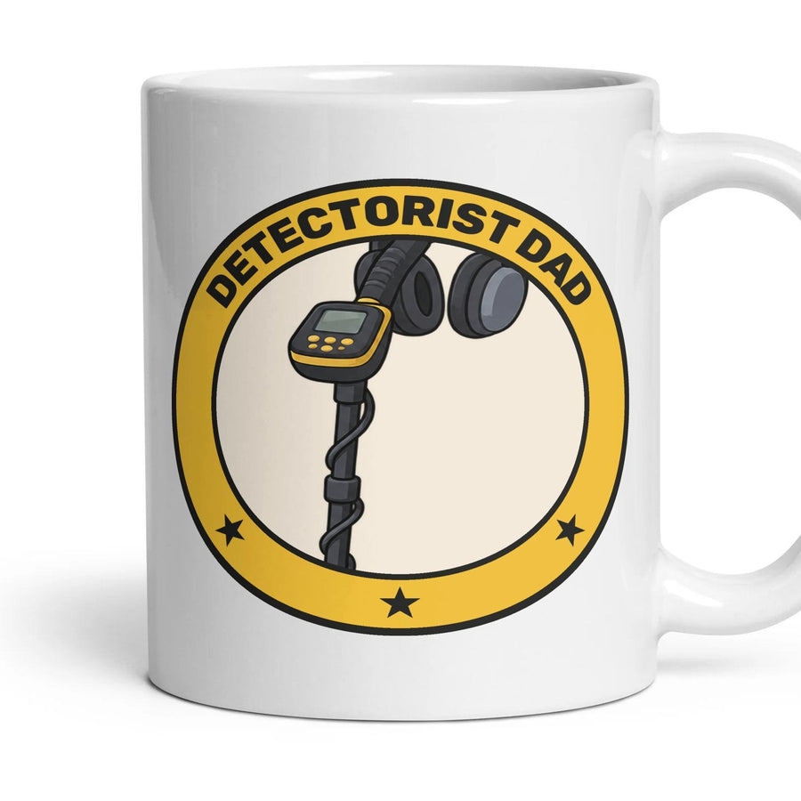 Detectorist Dad mug, 11oz white ceramic, handle right