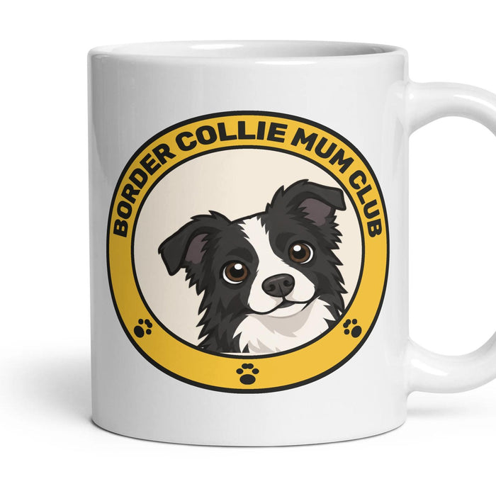 Border Collie Mum Club mug, 11oz white ceramic, handle right